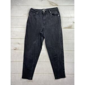 Levi's High Waisted Mom Jeans Womens 32 Black Cotton Distressed Denim Tapered